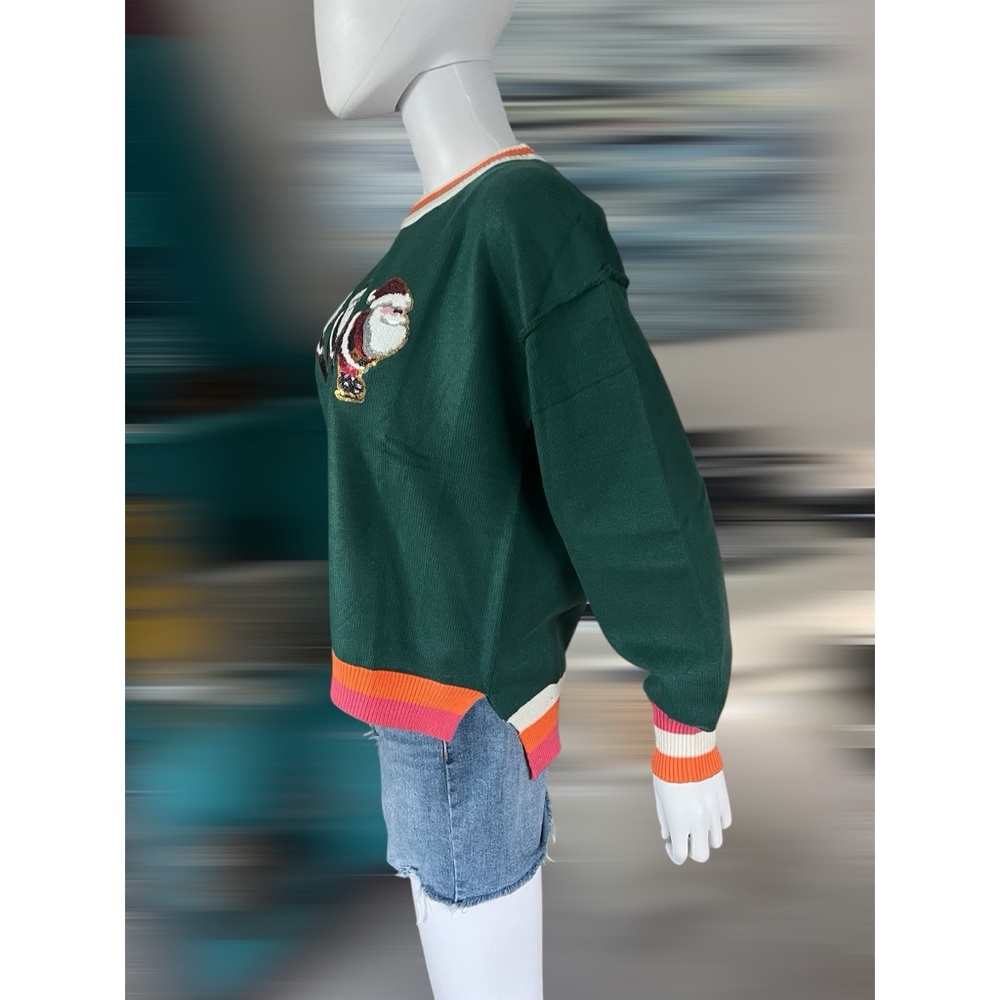 Santa crewneck high low sweater S M L XL - Picture 7 of 12